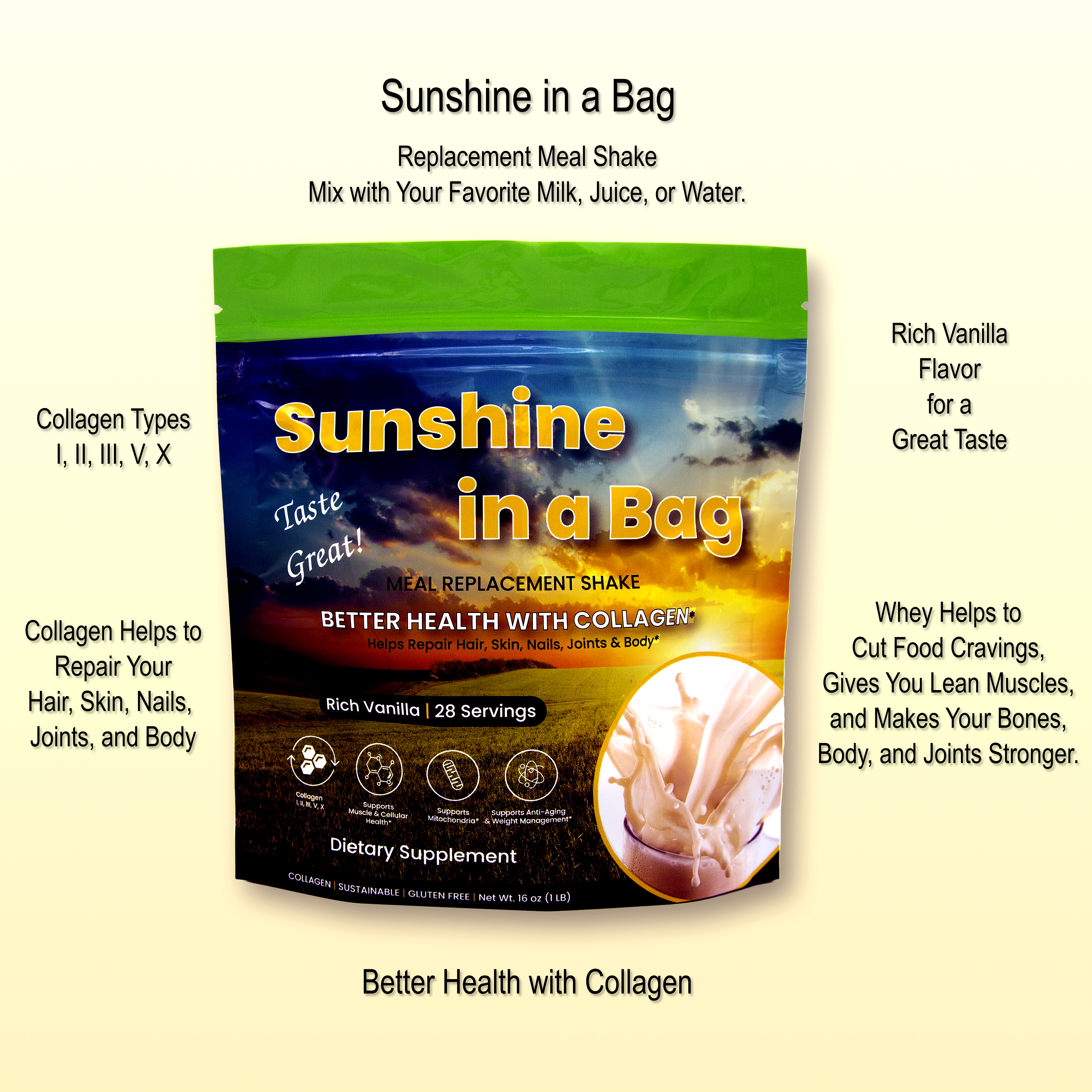 VeryThinProducts - Sunshine in a Bag Shake Mix - Vanilla